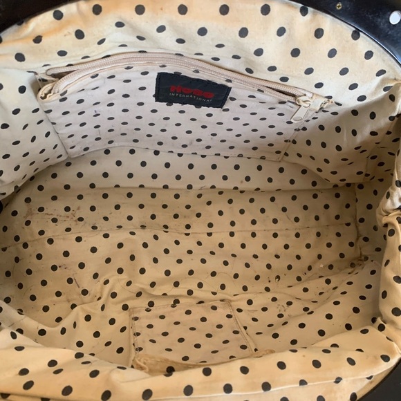 Hobo International White Patent Leather w/ Black Frame Bag clam shell vtg retro - Picture 13 of 16